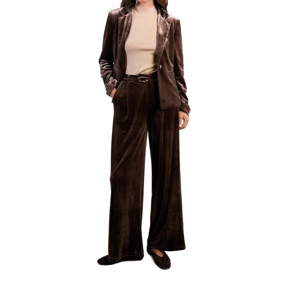 NEW MOLLY BRACKEN velvet high rise trouser in brown